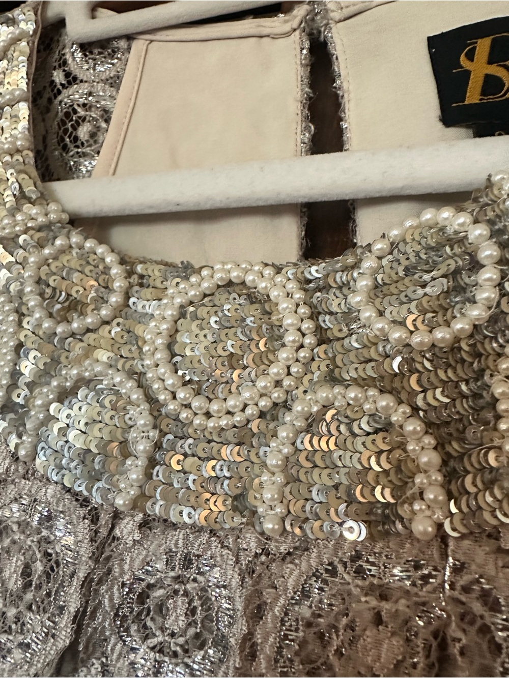Sachin + Babi for Anthropologie Joyeux champagne silver metallic swing dress - Picture 6 of 11